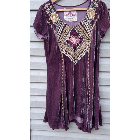 Johnny Was Tops - Johnny Was Velvet Blouse Women's XS Tisha High Low Embroidered Top Boho
